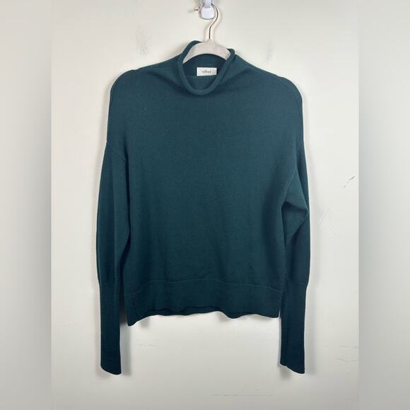 Wilfred Cyprie Size Small merino wool rolled mock-neck sweater EUC Emerald - Picture 1 of 6